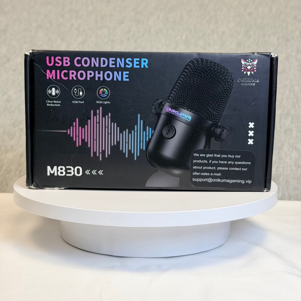 Onikuma M830 USB Condenser Microphone RGB Gaming Streaming Noise Reduction Black